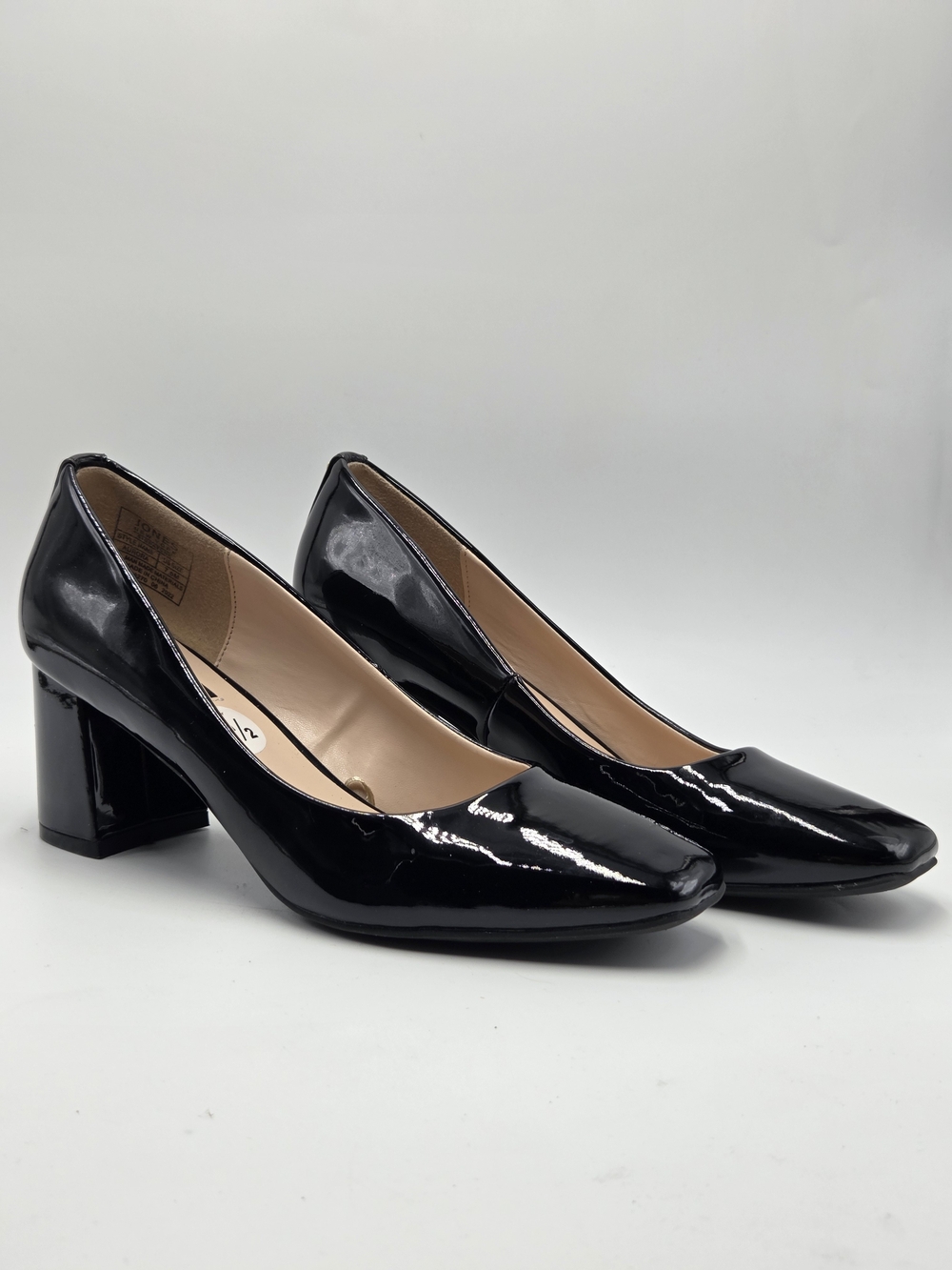 Jones New York Women's 7½ Pumps Shoes Black Patent Shoe Slip-on Italy Aurora - Picture 3 of 9